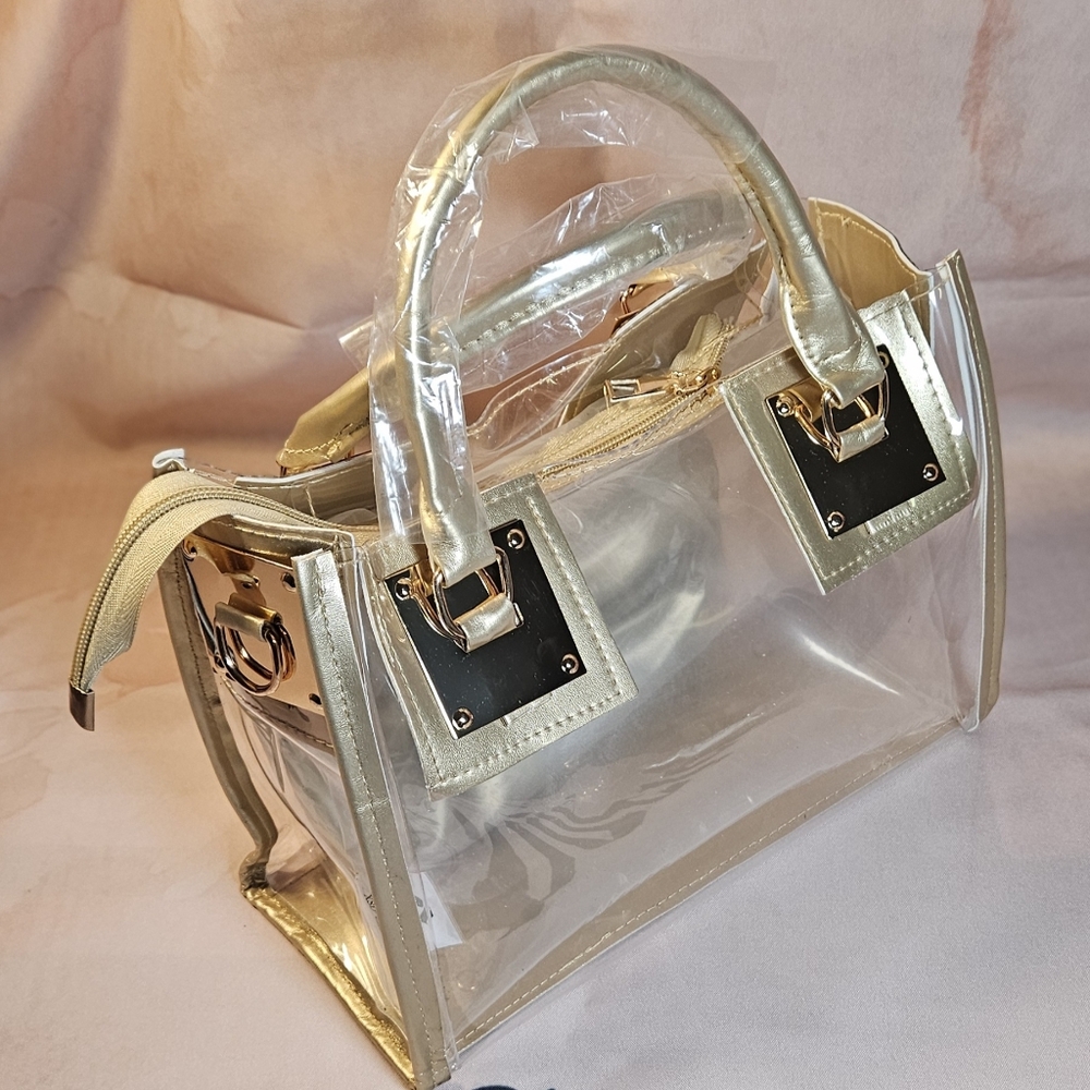 Concert Stadium Handbag With Gold Trim 🤩 Transparent Crossbody - Picture 7 of 7